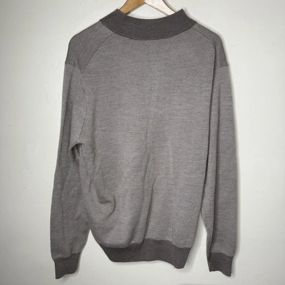 Peter Millar Italian Merino Wool Henley Sweater Mens Large Quiet Luxury Taupe